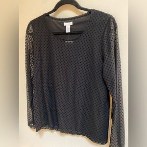 Chico’s black polka dot top - NWT - Size 10